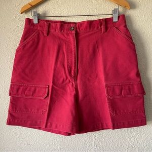 Marsh Landing Denim Cargo Shorts Women’s 14 Petite Red High Waisted 90s Casual
